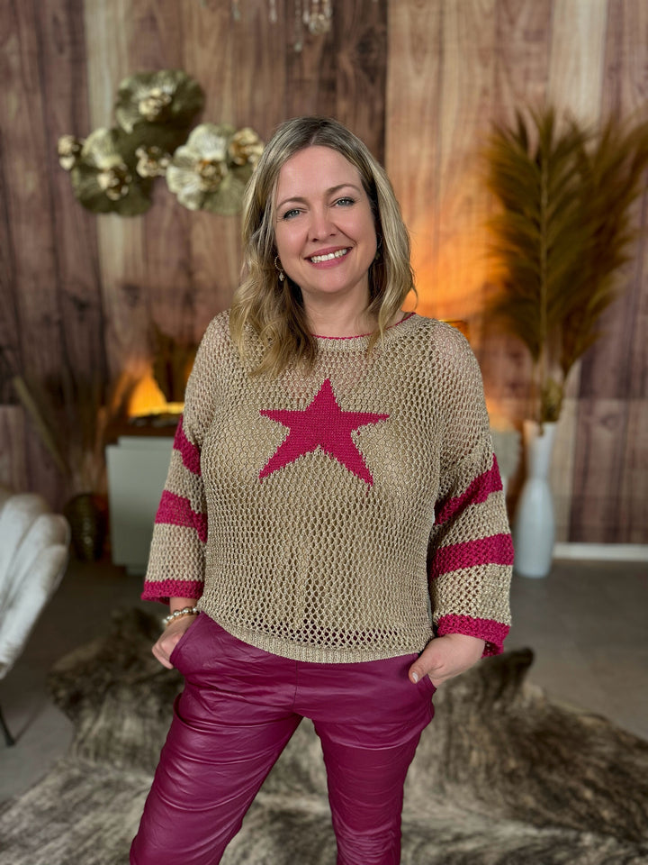 Netzpullover Pink Star